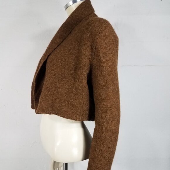 Peruvian Connection brown 100% Royal Alpaca bolero cardigan ladies Small - Picture 5 of 7